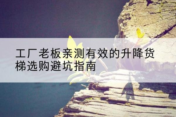 琼结升降货梯怎么选-工厂老板亲测有效的升降货梯选购避坑指南